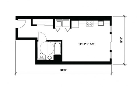 Stack House Apartments in Seattle, Washington Studio Floor Plan